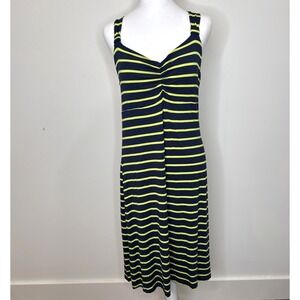 Anthropologie Dakini Athletic Dress L Blue Green Striped Stretch Built in Bra